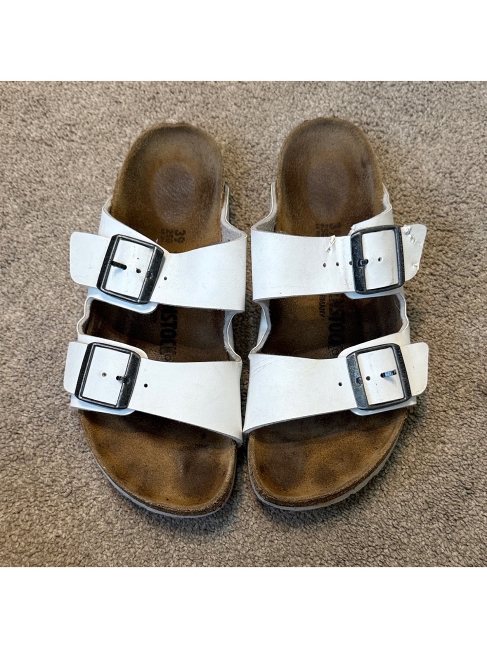 Birkenstock White Arizona Double Strap Slip On Sandals